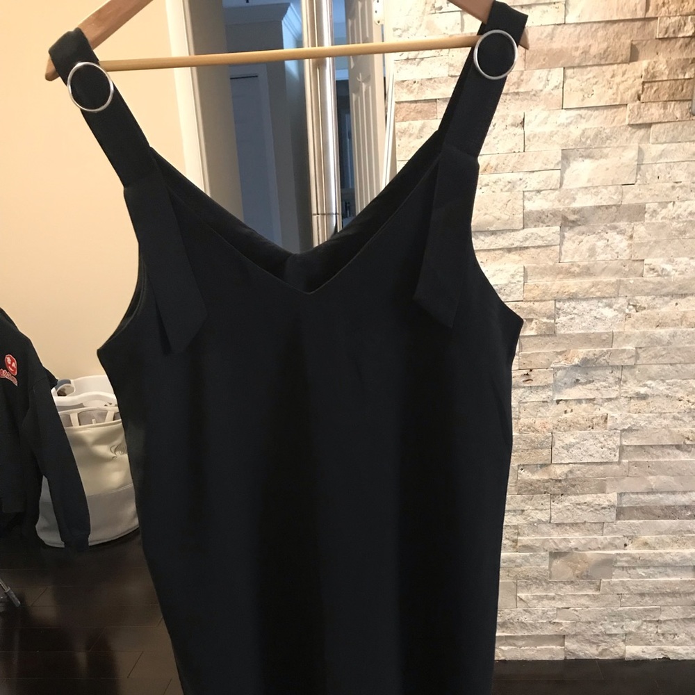 Black slip dress with slit on the back bottom